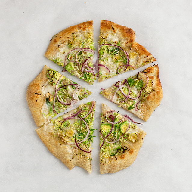 Brussels Sprouts & Red Onion Pizza. 
