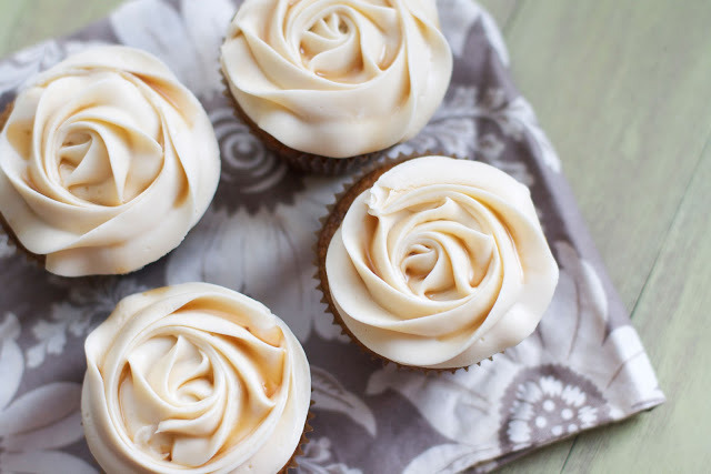 butternut squash cupcakes with maple cream cheese frosting.