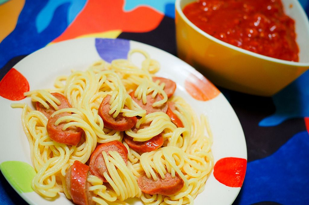 Pinoy Spaghetti with Sausages