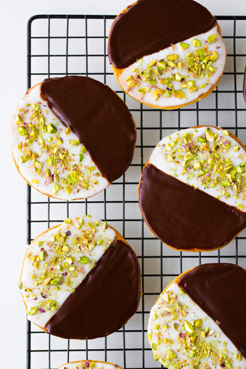 Salted Pistachio Black and White Cookies{Cooking Classy}