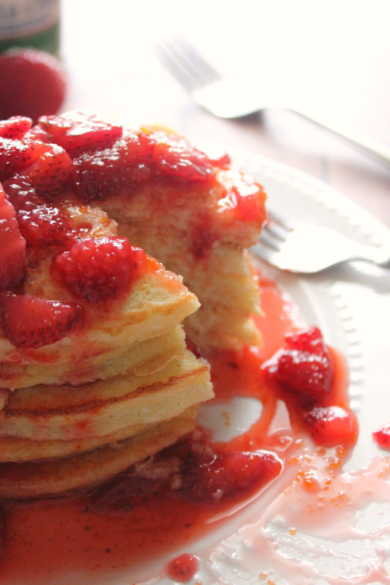 Ricotta Pancakes with Fresh Strawberry Syrup