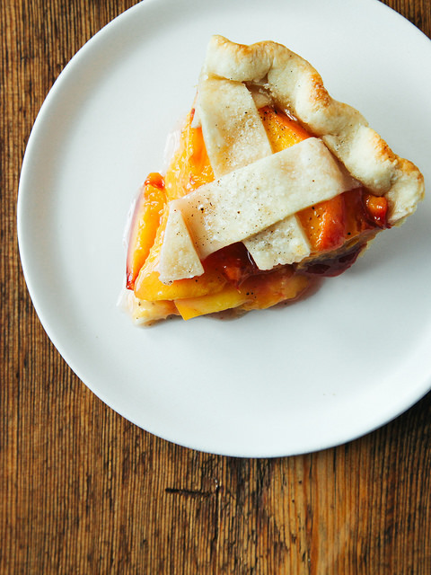Peach cardamom pie by Ashlae oh, ladycakes on Flickr.Peach cardamom pie