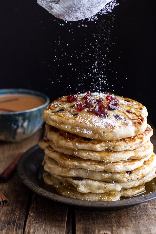 Cranberry Pancakes with Butter Rum Sauce