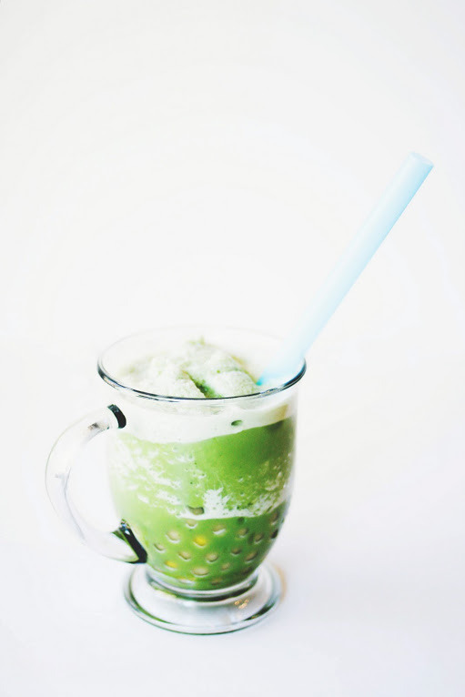 Matcha Green Tea Slushie with BobaSource
