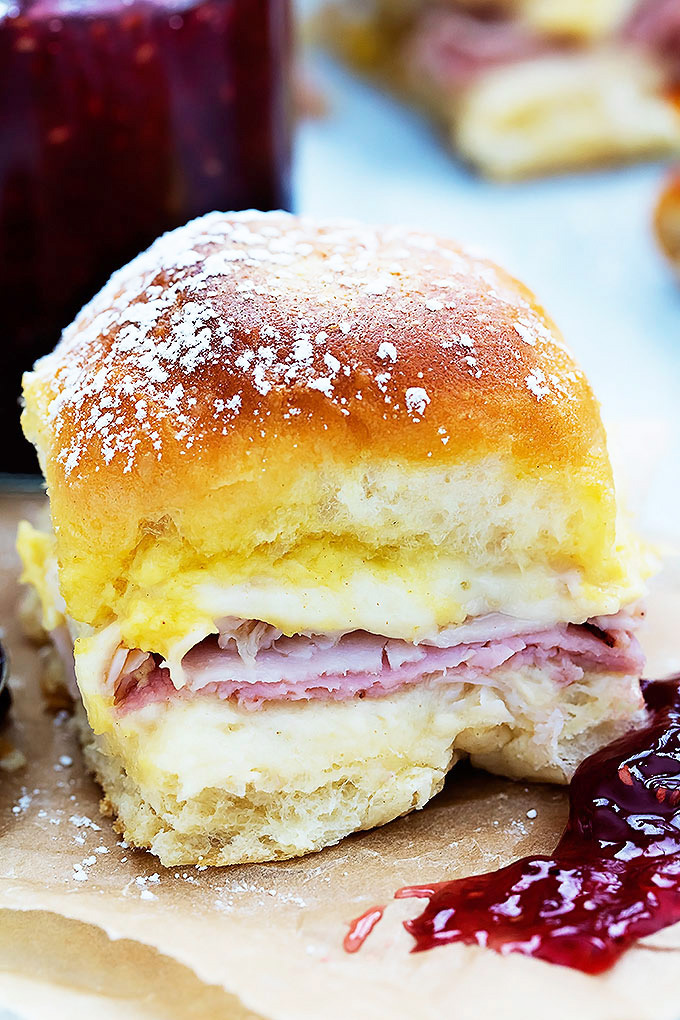 Baked monte cristo party sliders